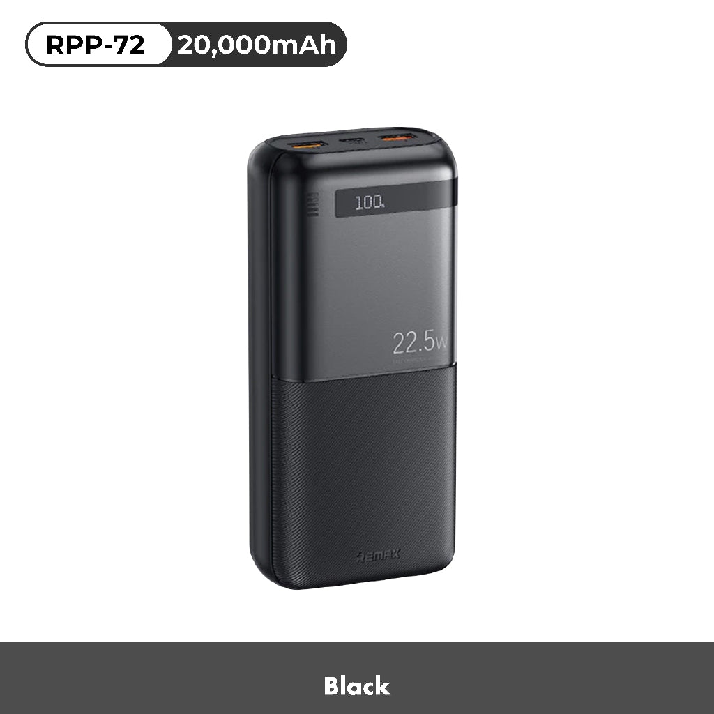 Remax RPP-72 20000mah Fast Charge 22.5W LED Power Bank Black